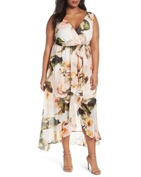 Sangria Plus Size Faux Wrap Floral Maxi Dress