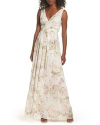 Dessy Collection Surplice Ruched Chiffon Gown