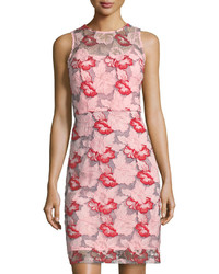 Donna Ricco Floral Mesh Lace Sleeveless Midi Dress