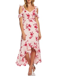 CeCe Etched Floral Highlow Midi Dress