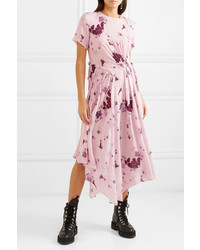 Preen Line Lois Asymmetric Shirred Floral Print Tte Midi Dress