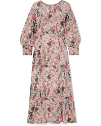 IRO Norma Floral Print Crepon Midi Dress
