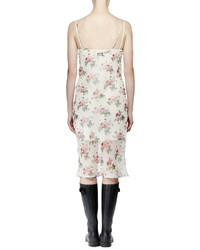 Saint Laurent Sleeveless Floral Print Midi Slip Dress Rose