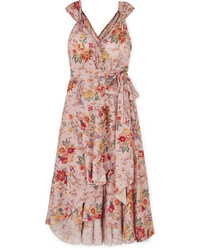 Anna Mason Stella Ruffled Floral Print Cotton Wrap Dress