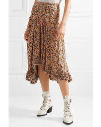 Chloé Asymmetric Pintucked Floral Print Tte Skirt