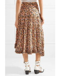 Chloé Asymmetric Pintucked Floral Print Tte Skirt