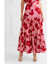Borgo De Nor Devina Tiered Floral Print Crepe Midi Skirt