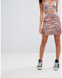 Glamorous A Line Mini Skirt In Floral Metallic Brocade Co Ord