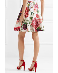 Dolce & Gabbana Floral Print Cotton Blend Jacquard Mini Skirt