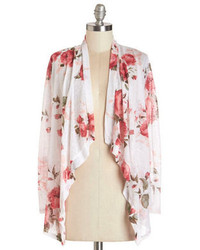 Pink Floral Open Cardigan