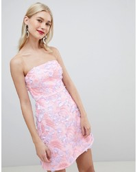 ASOS DESIGN Premium 3d Floral Bandeau A Line Mini Dress
