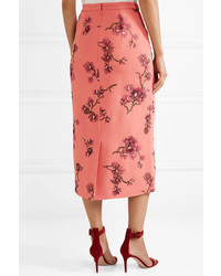 Erdem Maira Embroidered Crepe Midi Skirt