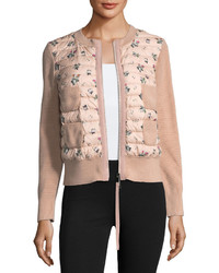 Moncler Maglia Floral Printed Knit Jacket W Puffer