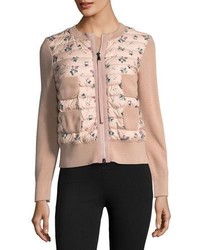 Moncler Maglia Floral Printed Knit Jacket W Puffer