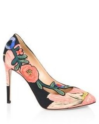 Gucci Ophelia Floral Embroidered Printed Satin Pumps