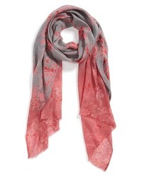 POVERTY FLATS by rian Floral Fade Scarf Grey Pink One Size One Size