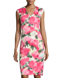 Donna Ricco Cap Sleeve Floral Print Sheath Dress Pink