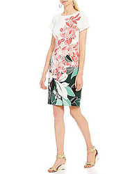 Adrianna Papell Floral Printed Crepe Sheath Dress