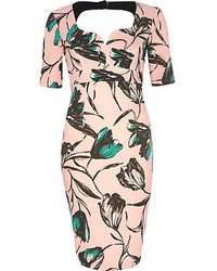 River Island Pink Floral Print Cut Out Miracle Dress