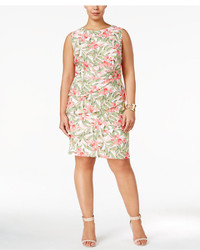 Connected Plus Size Floral Print Tiered Sheath Dress