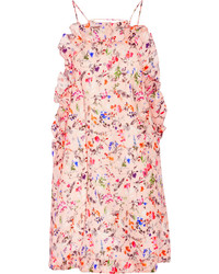 MSGM Floral Print Woven Silk Mini Dress