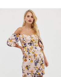 Forever New Structured Mini Dress With Puff Sleeve In Floral