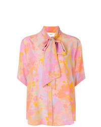 Pink Floral Short Sleeve Button Down Shirt