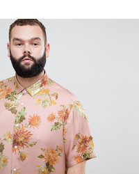 ASOS DESIGN Plus Regular Fit Floral Shirt In Pink