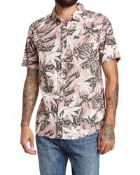 RVCA Sanderson Floral Print Short Sleeve Shirt In Sequoia Green At Nordstrom