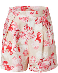 Giambattista Valli Floral Print Silk Shorts In Pink