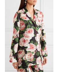 Dolce & Gabbana Floral Print Silk Charmeuse Shirt