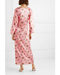 BERNADETTE Dakota Floral Print Stretch Silk Satin Maxi Dress