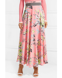 Diane von Furstenberg Floral Print Silk De Chine Maxi Skirt