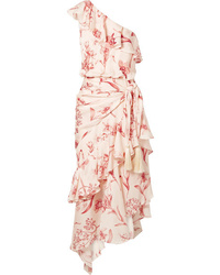 Pink Floral Silk Midi Dress