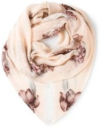 Pink Floral Silk Scarf