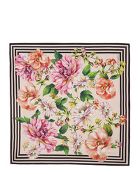 Dolce And Gabbana Pink Silk Twill Floral Scarf