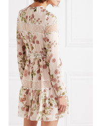 Giambattista Valli Point Desprit Ed Floral Print Silk Tte Mini Dress