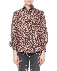 Isabel Marant Salina Floral Pansy Print Silk Shirt