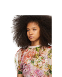 Dolce And Gabbana Pink Organza Floral Blouse