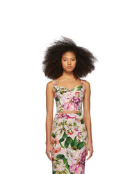 Dolce And Gabbana Pink Floral Charmeuse Tank Top