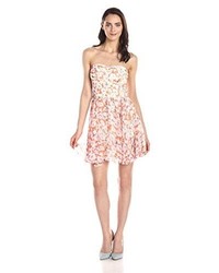 Adelyn Rae Adelyn R Strapless Floral Printed Fit And Flare Dress