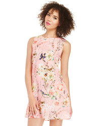 Glamorous Floral And Bird Print Shift Dress In Pink M
