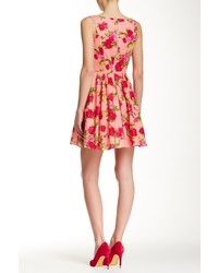 Betsey Johnson Floral Print Cotton Fit Flare Dress