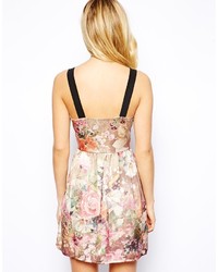 Love Floral Print Dress With Contrast Bow And Straps