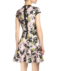 Erdem Floral Print Fit  Flare Dress Pinkblack