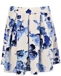Boohoo Nelly Bold Floral Box Pleat Skater Skirt