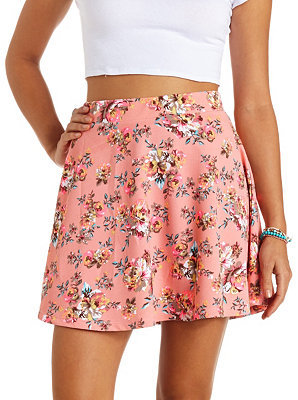 Charlotte Russe High Waisted Floral Print Skater Skirt | Where to buy ...