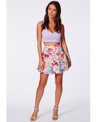 Missguided Ketyna Neon Floral Skater Skirt, $28 | Missguided | Lookastic