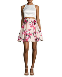 Xscape Evenings Xscape Cropped Top And Floral Skirt Set