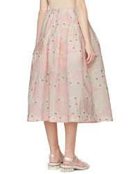 Simone Rocha Pink Floral Cloqu Skirt